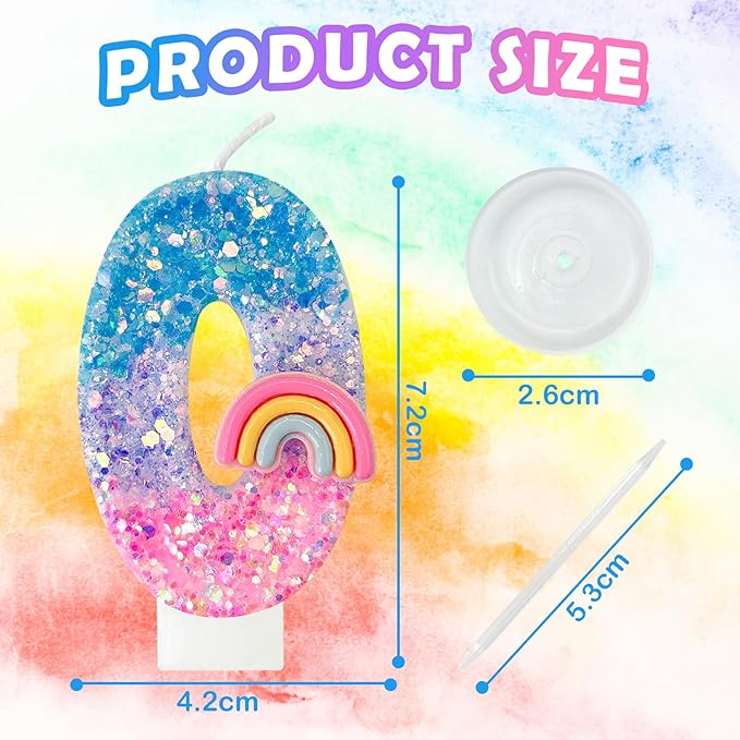 Rainbow Birthday Number Candles, Number 10 Candles, Cupcake Decorations, Macaron Birthday Cake Decorations, Cartoon Theme Party Supplies (Number 10)