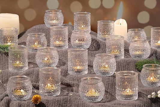 40 Pcs Votive Candle Holders Bulk for Wedding Table Decor- Assorted Glass Tea Light Candle Holders for Wedding Shower, Bridal Shower Centerpieces Decorations