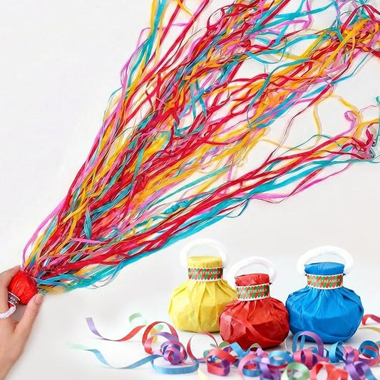 40 Pack Hand Throw Streamers, No Mess Confetti Poppers Multi-Color Paper Crackers for Birthday, Wedding, Party Celebrations