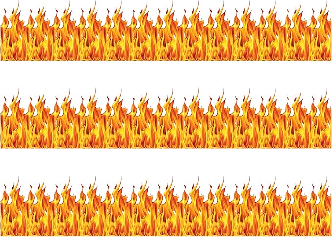 Beistle Plastic Flame Wall Backdrops, 4’ x 30’, 3 Pack – Photo Backdrop, Easy to Adhere Wall Covering, Party Decor, Burning Fire Photography Background for Birthdays, Holidays & Events