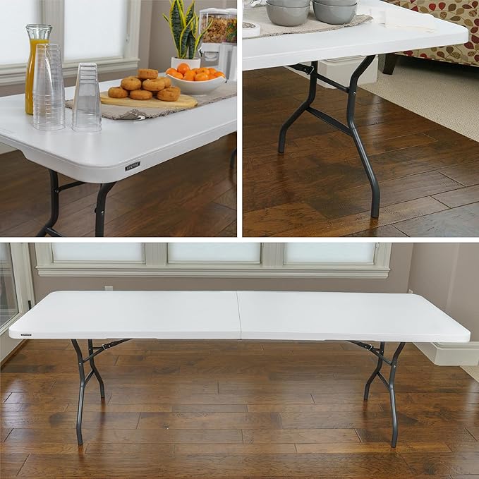 LIFETIME 8-Foot Fold in Half Table, Light Commercial, White Granite