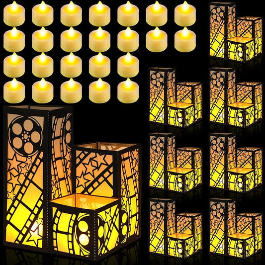 Rossesay 24 Pcs Movie Theater Centerpieces for Table 3 Size Paper Lantern Boxes Table Ideas Decorations for Room Themed Party Decorations Wedding Birthday