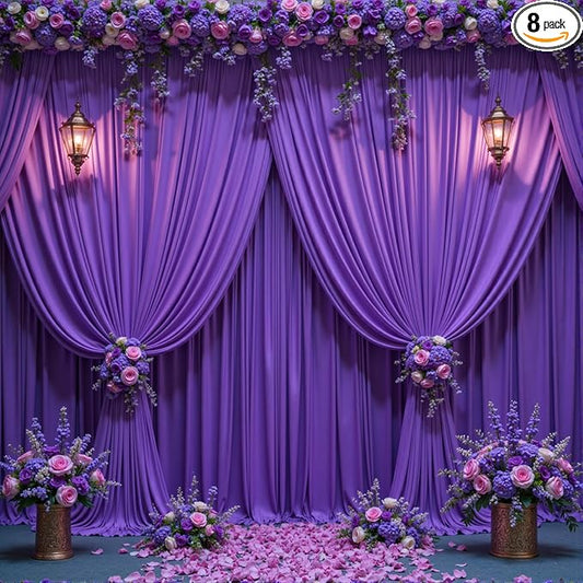 40ft x 10ft Wrinkle Free Purple Wedding Backdrop Curtains for Party Bridal Shower Reception Decorations Purple Fabric Curtain Backdrops Drapes for Photography Baby Shower Birthday Background