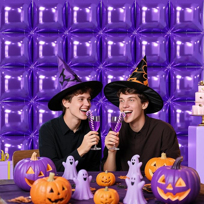 NISOCY 36PCS Purple Square Foil Balloons Wall Backdrop Double Sided Purple Balloons Tunnel Arch Kit for Baby Shower Birthday Wedding Party Decoration