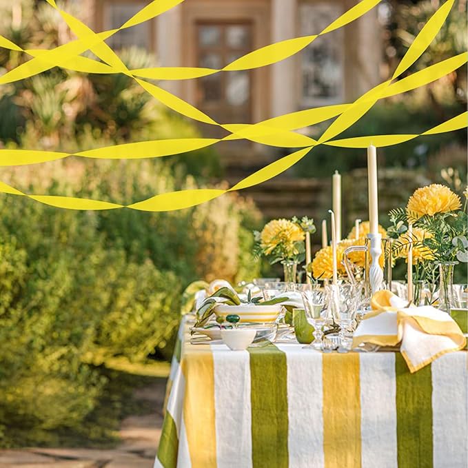 8 Rolls Crepe Paper Streamers, Yellow Streamers Party Decorations for Baby Shower Bridal Shower Wedding Bachelorette Party Birthday Boho Decor