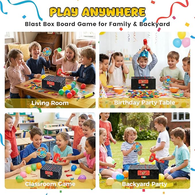 LovesTown Balloon Pop Game, Blast Box Board Games for Family Night Juegos De Mesa Birthday Gifts Party Supplies for Adults and Kids