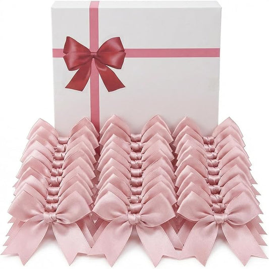 Rose Gift Wrap Bows – 50pcs 3.3 Inch Elegant Satin Bows for Gift Wrapping, Wedding Decor, Baby Shower, Party Decorations, Birthday, Easter, Christmas, Anniversary, DIY Crafts, Gift Bags