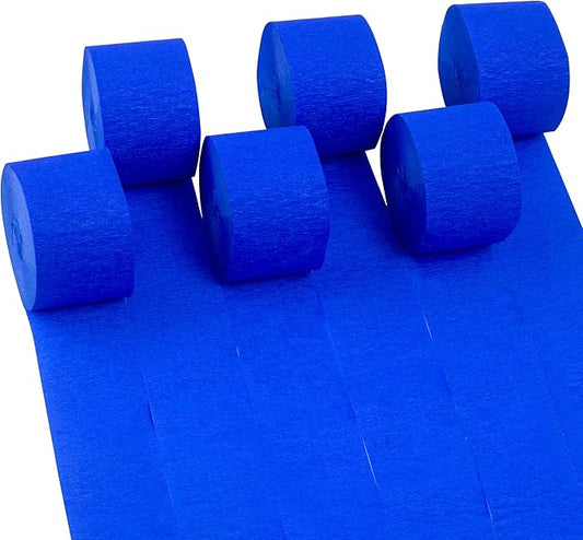 6 Rolls 492ft Colorful Crepe Paper Streamers,Pack of Paper Party Streamers for Navy Blue Party Decorations, Birthday Decorations, Wedding Decorations (1.8 Inch x 82 Ft/Roll)