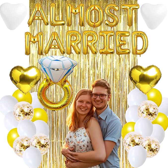 Wedding Rehearsal Dinner Decorations, Almost Married Balloons Backdrop, Wedding Rehearsal Decorations, Engagement Bridal Shower Bachelorette Party Decor Supplies Favors