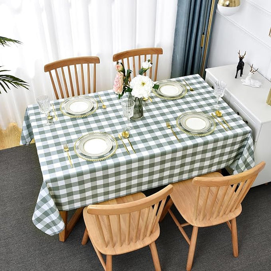 Classic Gingham Buffalo Tablecloth Fabric - Oblong 58x144 Inch Water Proof Checkered Table Cloth for Indoor Outdoor - Table Cover for Birthday, Picnics, BBQs, and Parties