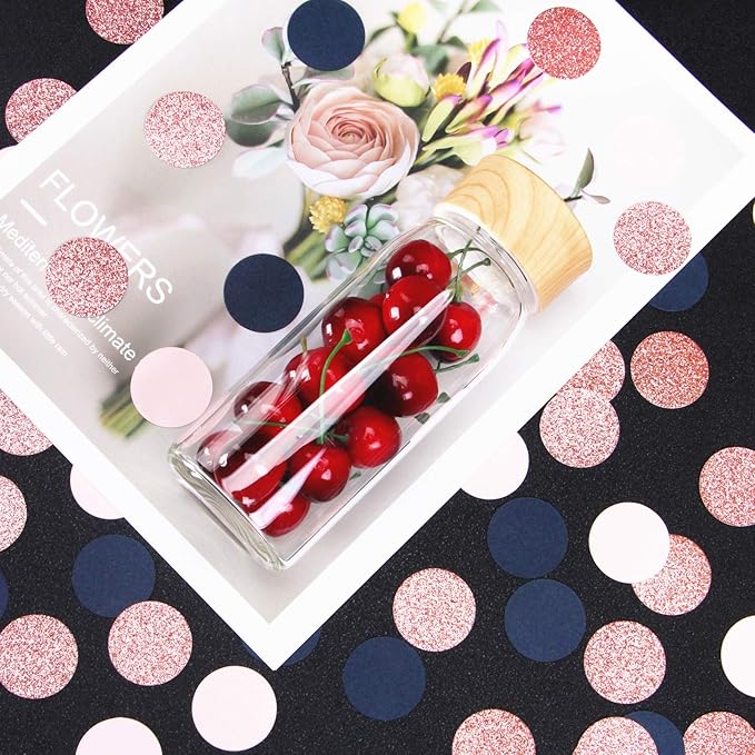Navy Blue Pink Rose Gold Confetti 300pcs Gender Reveal Party Decorations Glitter Birthday Table Confetti Graduation Wedding Baby Shower Decoration Paper Dots Lasting Surprise