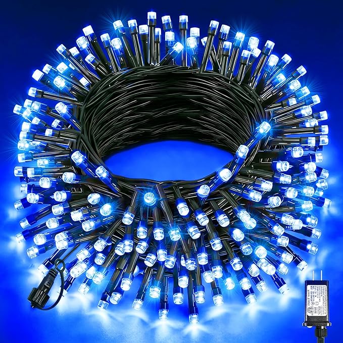 Blue Christmas String Lights, 80FT 240 LED Plug in Christmas Lights Outdoor Indoor Waterproof, 8 Modes Connectable Fairy Twinkle Light for Outside Home Patio Garden Tree Wedding Decorations