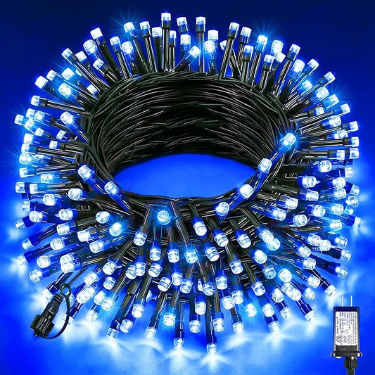 Blue Christmas String Lights, 80FT 240 LED Plug in Christmas Lights Outdoor Indoor Waterproof, 8 Modes Connectable Fairy Twinkle Light for Outside Home Patio Garden Tree Wedding Decorations