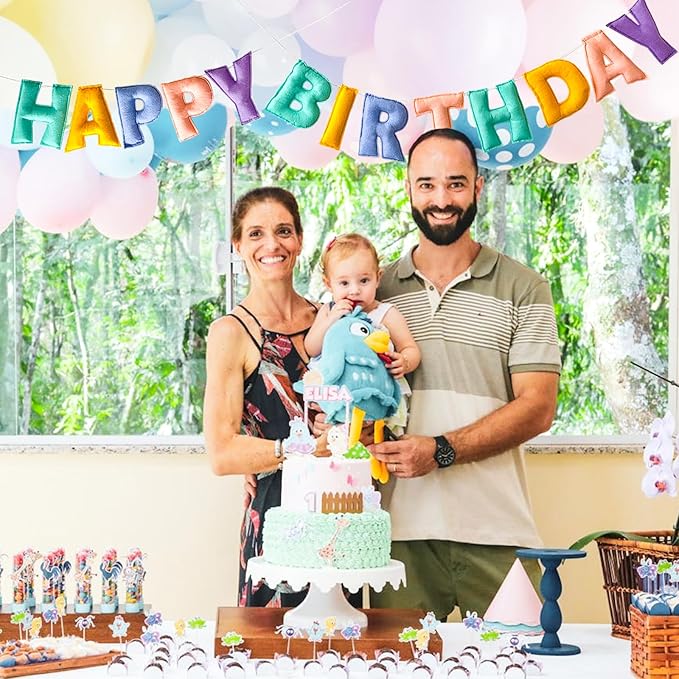 Pre-Strung Happy Birthday Banner - Felt Ball Garland, Rainbow Party Decorations, HAPPY BIRTHDAY Garland, Personalized Birthday Sign for Birthday Decor, Party Decor, Photo Prop (Macaron Colors)