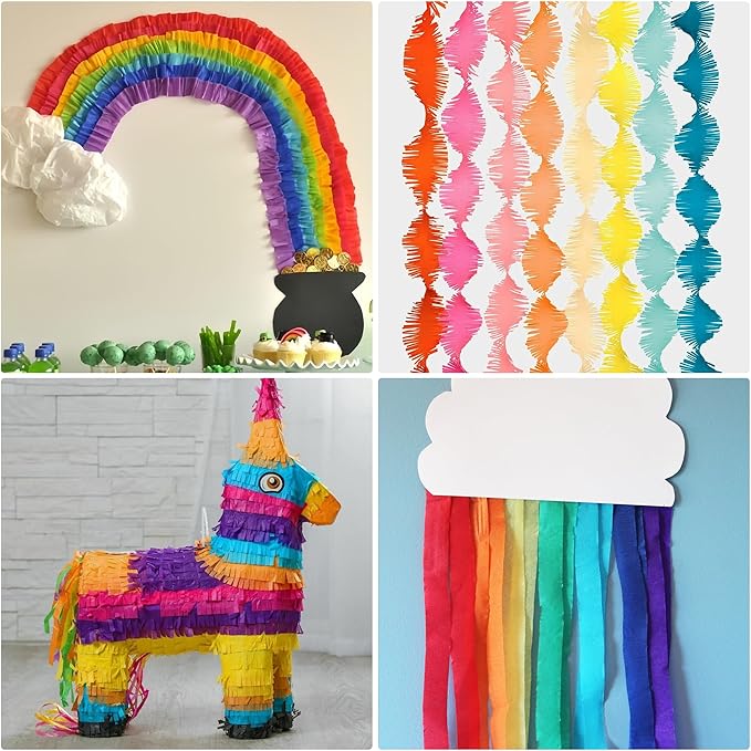 Crepe Paper Streamers 6 Rolls Rainbow Streamers 2.2 Inches 738 Feet, Streamers Party Supplies for Birthday, Wedding, Baby Shower, Bachelorette Party, Graduations Decorations, DIY Crafts
