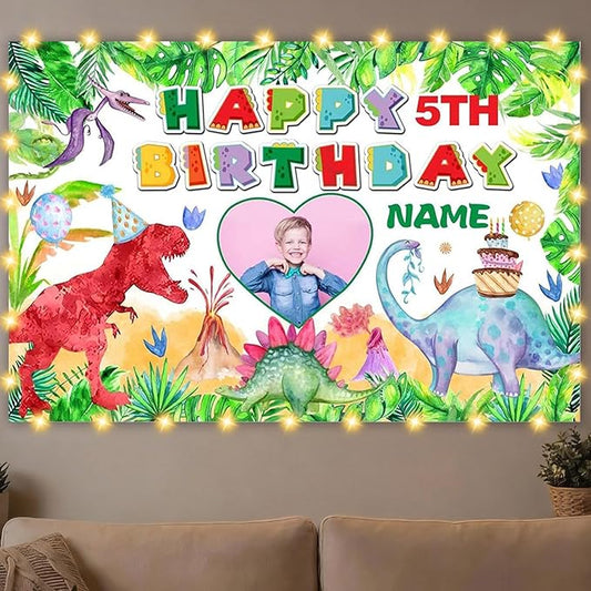 Dicodes Custom Dinosaur Happy Birthday Party Decorations Supplies Personalized Dinosaur Birthday Backdrop Banner