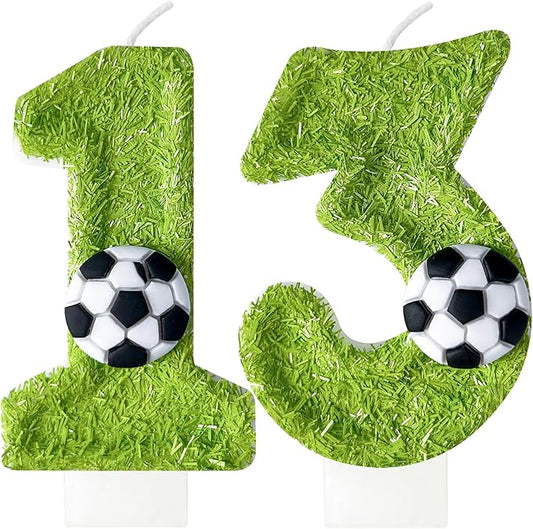 Birthday Candles Numbers，Soccer Birthday Decorations，Suitable for Girl and boy Cake Toppers, Wedding Cakes, Anniversaries, Party Celebrations, Birthday Decorations (Number 13)