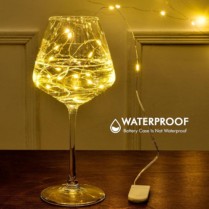 12 Pack Fairy Lights Battery Operated, 7FT 20 LED Waterproof Silver Wire Firefly Starry String Lights, Ideal for Wedding Centerpieces, Mason Jars, Party, Christmas Decor(Warm White)