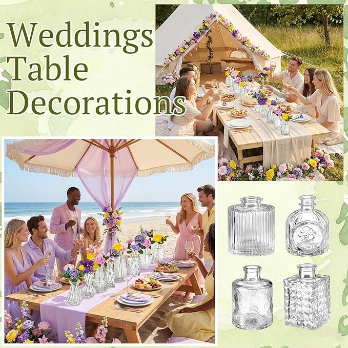36 Pcs Artificial Flowers Table Centerpiece with Vases Spring Colorful Wildflower Centerpieces Silk Flower Arrangement for Wedding Baby Shower Table Centerpieces Party(Elegant Grace)