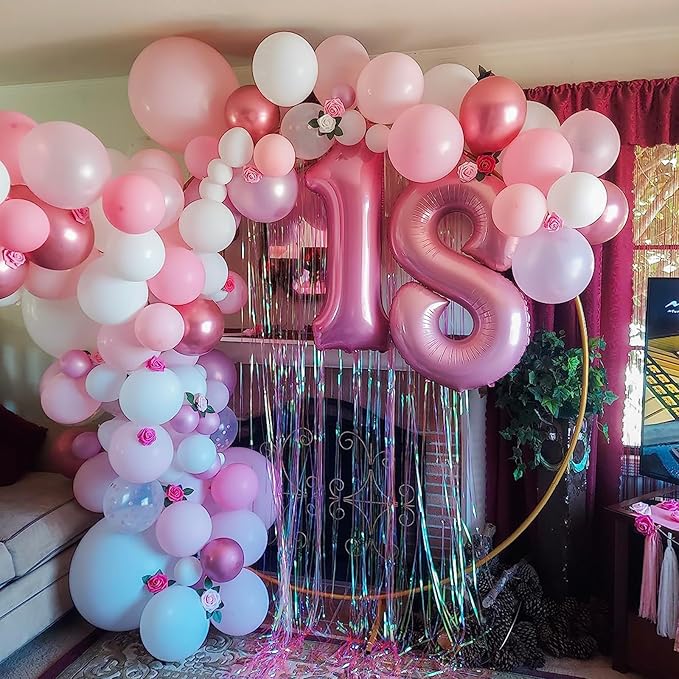 Pink Balloons Set, 12 Inch Metallic Light Baby Pink and White Balloon, Pearlpink Ivory Latex Balloons for Girls Women Birthday Baby Shower Wedding Valentine Bachelorette Easter Christmas Party Decor