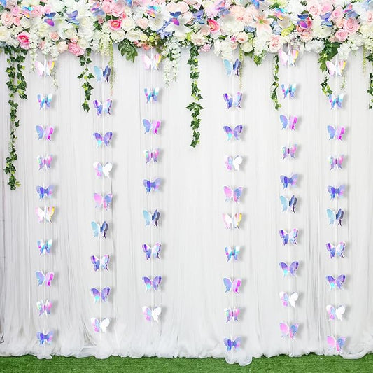 Zonon 4 Pieces 3D Butterfly Hanging Garlands Decoration Butterfly Paper Party Streamers Backdrop for Wedding Birthday Fairly Baby Shower Holiday Party Decorations (2.8 x 2.4 Inches)