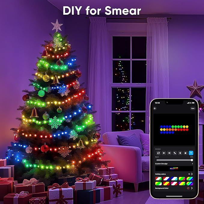 Ollny Smart Christmas Lights 131FT 400LEDs, Color Changing Christmas Tree Lights App & Remote Controlled, RGB String Light with DIY Music Timer for Outdoor Indoor Valentines Day Party Decorations