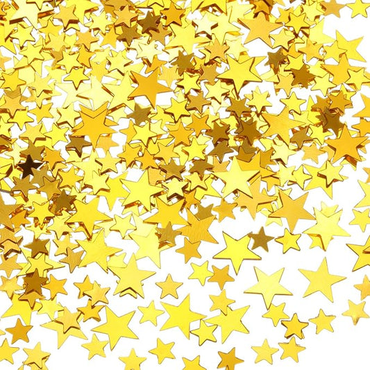 Hestya Star Confetti Glitter Table Confetti Metallic Foil Stars for Graduation Wedding Birthday Party Decorations(Gold,10mm and 6mm,60g)