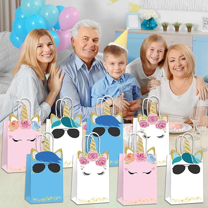 ojustbeok 24PCS Unicorn Party Favor Bags Rainbow Unicorn Birthday Party Disposable Treat Bags with Handles Gift Bag for Girls and Boys Birthday Baby Shower Decorations Supplies