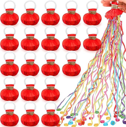 20 Pcs Hand Throw Streamer Poppers Colorful No Mess Confetti Poppers Party Poppers Confetti Streamers for Wedding Birthday Graduation Party Celebrations