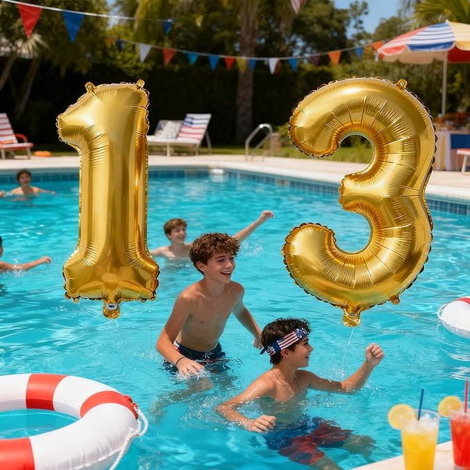 Gold Number 13 Balloons 40 Inch Giant Number Gold 13 Foil Mylar Balloons for 13th Birthday Anniversary Events Party Decorations