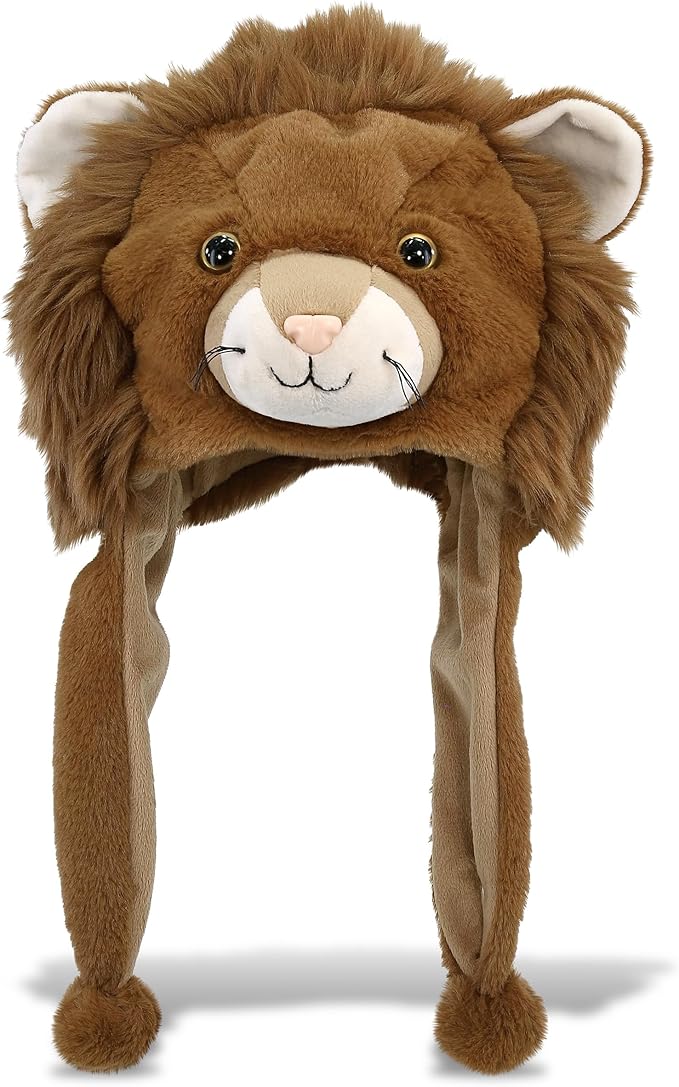 DolliBu Plush Hat – Super Soft Fleece Stuffed Animal Beanie with Ear Flaps, Cozy Warm Winter Hat for Kids – One Size