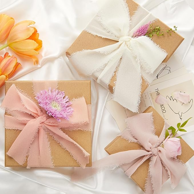 Ribbon, Dusty Pink Ribbon for Flower Bouquet, 3 Rolls Flower Ribbons for Crafts, 1 1/2 inch x 7Yd Ribbons for Gift Wrapping, Bouquet Wrap, Bridal Bouquets, DIY Crafts for Mothers Day