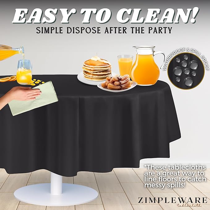 ZIMPLEWARE Premium Dark Grey Plastic Table Cloth Disposable (12 Pack) Round Tablecloth (84in) Party Table Cloths Disposable, Perfect Table Cloth Round Cover for Any Table Up to 6 Feet