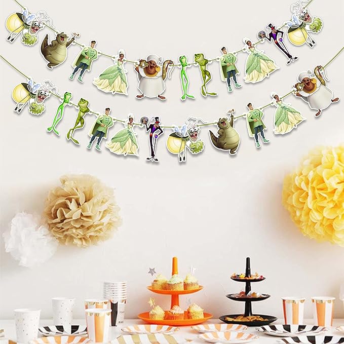 Princss and The Frog Garland Decoration – Themed Party Banner for Birthday Celebrations, Decorative Garland for Dessert Tables, Room Décor, Baby Showers, Photo Displays, and Special Events