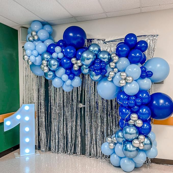 Blue Balloon Garland Arch Kit, Kelfara 109Pcs Royal Blue Pastel Blue Balloons, 18/10/12/5 Inch Latex Balloon for Baby Shower Birthday Engagement Graduation Party Gender Reveal Balloons Decoration