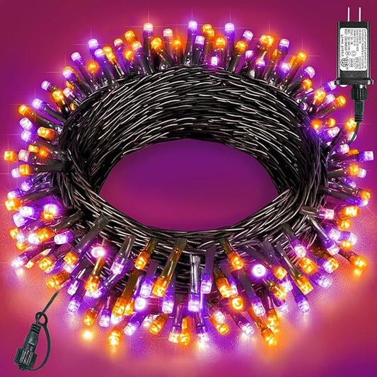 40FT 120 LED Christmas Lights Outdoor, Orange and Purple Christmas String Lights Waterproof, 8 Modes Connectable Christmas Tree Lights for Indoor Home Patio House Holiday Decorations