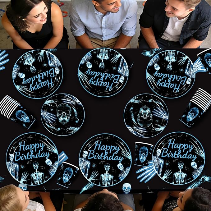 170Pcs Radiology Graduation Birthday Party Supplies X Ray Medical Themed Plates Napkins Cups Tablecloth rad tech graduation Tableware Set for Radiology Doctor Birthday Decorations Serves 24