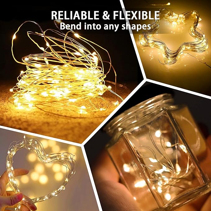 12 Pack Fairy Lights 7Ft 20 LED Twinkle String Lights 3 Modes Battery Operated Waterproof Firefly Starry for Mason Jar Wedding Birthday Party Table Centerpieces Bedroom Christmas,Warm White