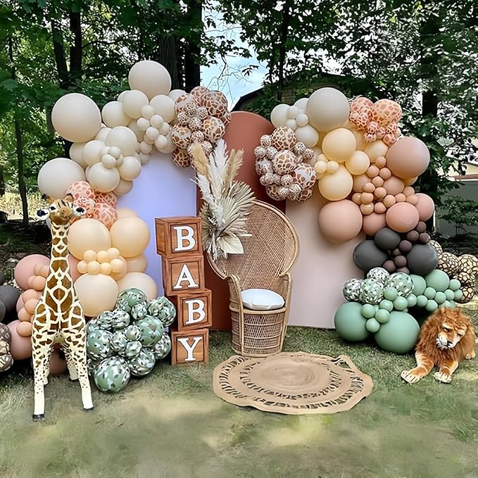 Giraffe Print Balloons Set, 12 Inch Safari Animal Deer Print Latex Balloons for Kids Two Wild One Birthday Decorations Baby Shower Forest Woodland Zoo Jungle Wildlife Theme Safari Party Decorations