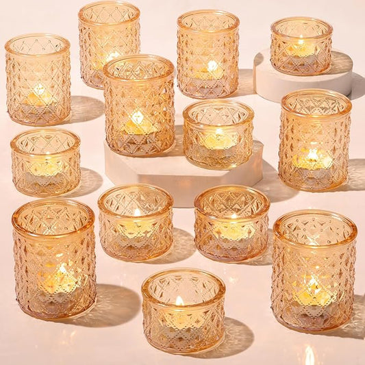 36 Pcs Assorted Gold Votive Candle Holders Bulk, Tealight Candle Holders for Table Centerpieces, Baby & Wedding Shower Decorations, Home Party Decor, Bridal Shower Gifts