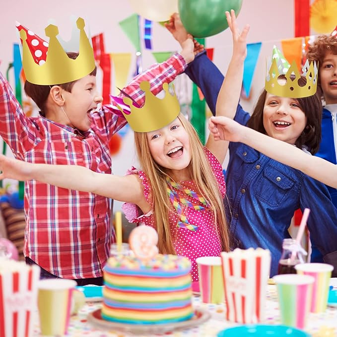36 Pieces Paper Crowns Golden Party Crowns Princess Prince Crown Birthday Party King Hats for Adults