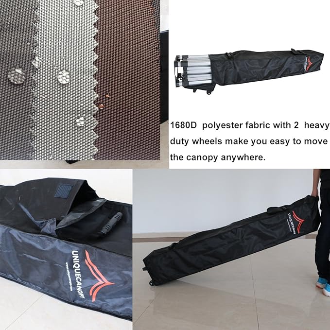 10'x10' Pop Up Canopy Tent Commercial Instant Shelter with Heavy Duty Roller Bag, 4 Canopy Sand Bags, 10x10 FT Red