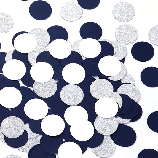 Navy-Blue White-Silver Party-Decorations Confetti - 300pcs Glitter Paper Decor Graduation Boys Birthday Table Confetti Mothers Faterhs Day Wedding Baby Shower Decoration Lasting Surprise