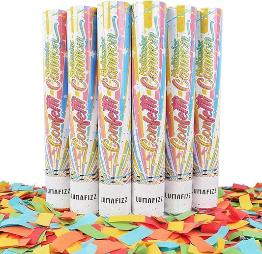 12 Inch Confetti Biodegradable [6 Pack] Confetti Cannons | Multicolor Confetti Poppers for Wedding,Birthday Party Christmas Eve and and New Year Celebration
