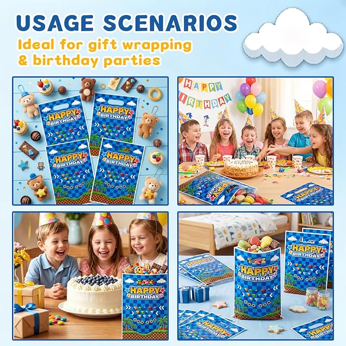 Pixel Video Game Birthday Party Favor Bags with Handles, 30 Pcs Retro Gold Ring Gem Birthday Decorations Goodie Goody Bags, Candy Gift Bags for Kids Boys Girls Party Supplies