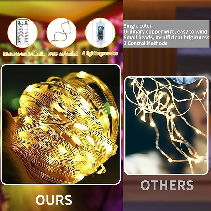Fairy Lights Plug in, 60M 500LED Fairy Lights 12 Mode Flowing Christmas Light String Outdoor Waterproof Party Garden Threshold Decorative Lights (Warm)