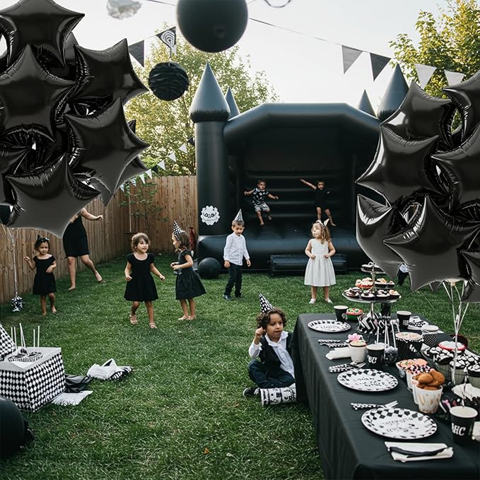 TONIFUL 15Pcs 18 Inch Large Black Star Shape Foil Balloons Big Black Stars Helium Mylar Ballons for Birthday Wedding Baby Shower Anniversary Engagement Party Decorations Supplies