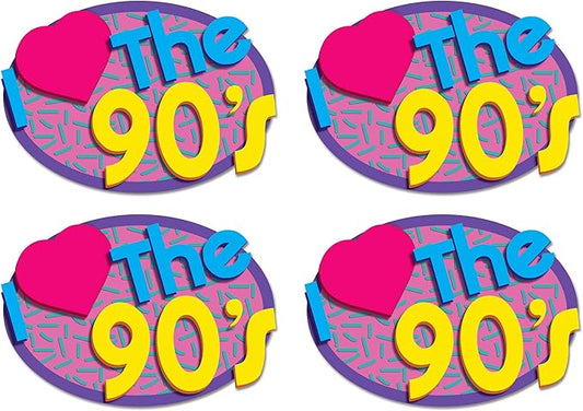 I Love The 90's Wall Sign Cutouts 4 Piece Party Decorations