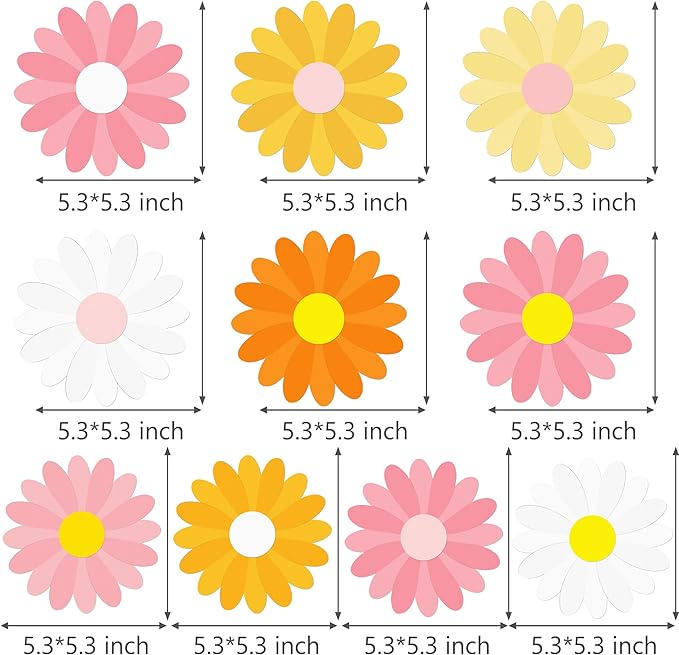 12pcs Daisy Theme Centerpiece Sticks Groovy Spring Flower Centerpieces for Table 70s Groovy Hippie Chrysanthemum Daisy Decorations for Spring Summer Flower Birthday Wedding Supplies