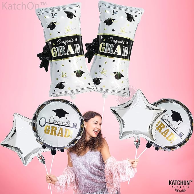 KatchOn, Huge Congrats Grad Balloon - Pack of 6, 28 Inch | Graduation Mylar Balloons, Kindergarten Graduation Party Decorations 2026 | Graduation Balloons Class of 2026, Graduation Photo Backdrop
